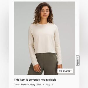 Lululemon Classic-Fit Cotton-Blend Long Sleeve Shirt - Natural Ivory Sz 4